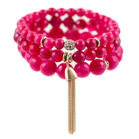 Berry Pink Color Karma Bracelet Set