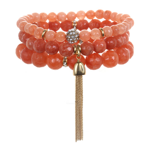 Coral Color Karma Bracelet Set