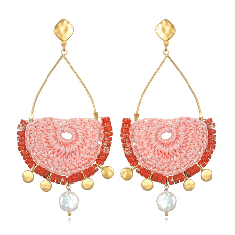 Rhodes Statement Earrings-Coral