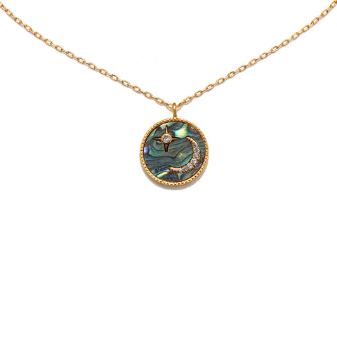 Abalone Crescent Moon Talisman Necklace