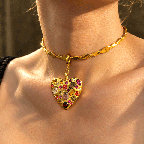 Mosaic Gem Heart Clip-On Charm