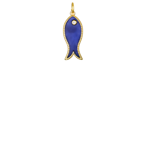 Lapis Inlay Fish Charm