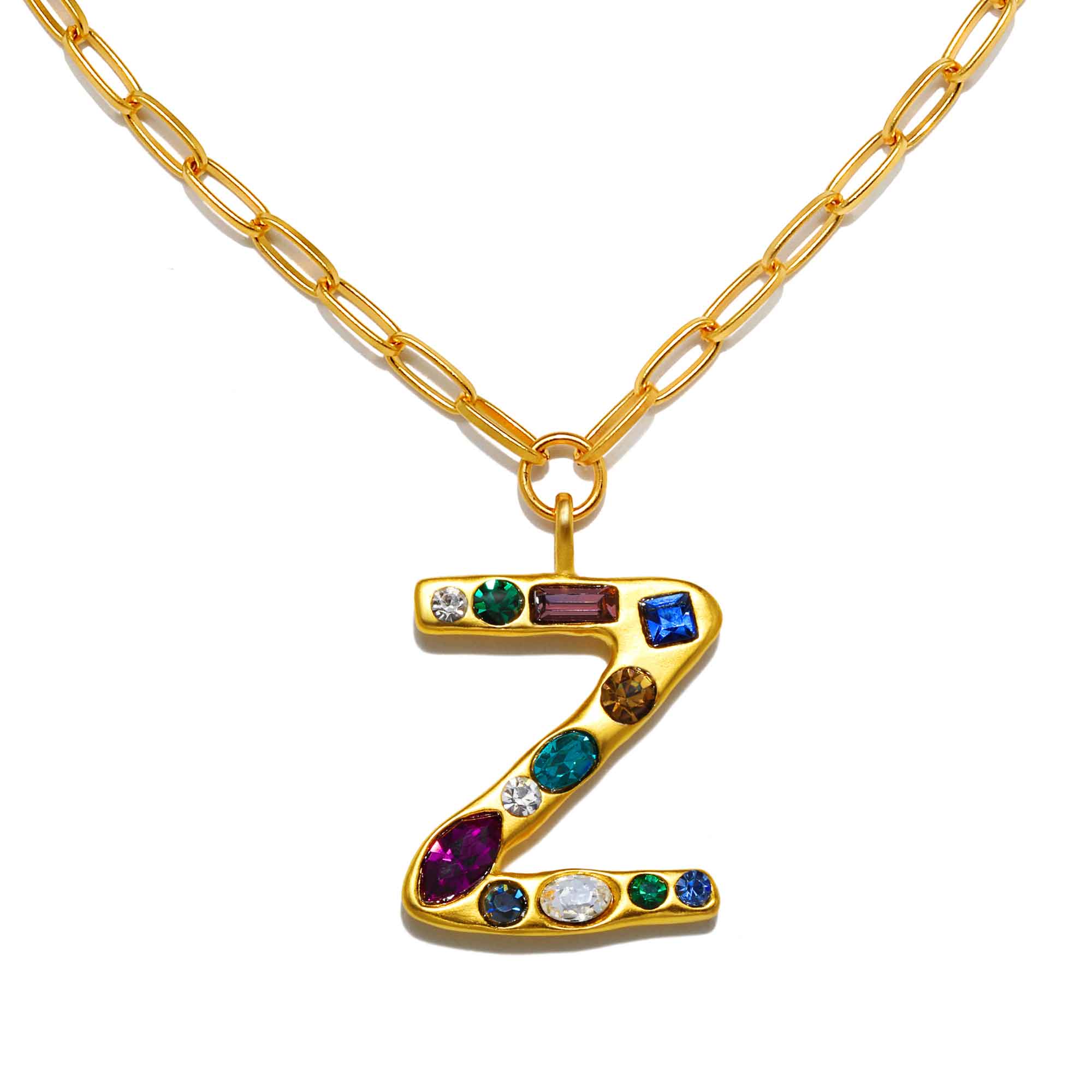 Monogram Necklace with Semi-Precious Stone