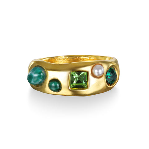 Rococo Gem Ring - Emerald Green