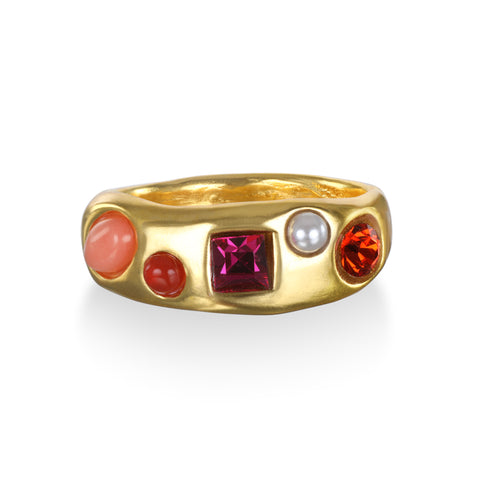 Rococo Gem Ring - Coral