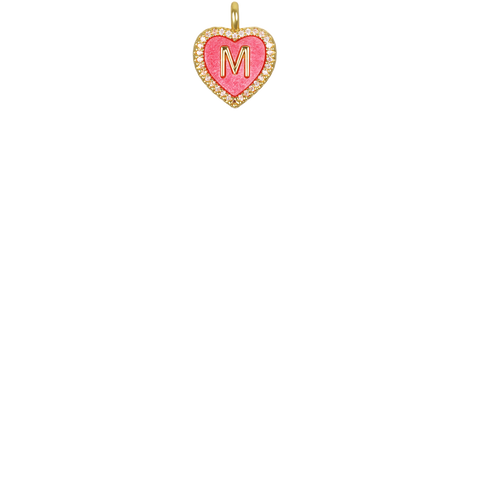 "M" Pink Heart Initial Charm