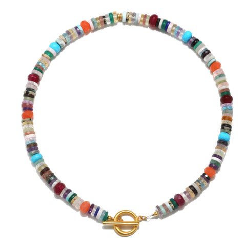 Misty Rainbow Beaded Heishi Necklace