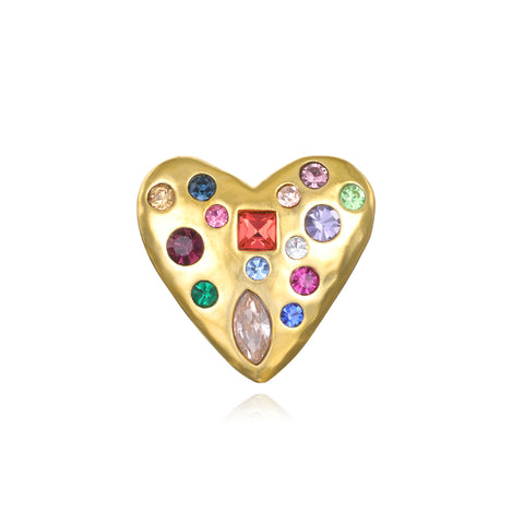 Mosaic Gem Heart Brooch