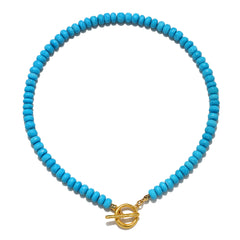 Handmade Turquoise & Carnelian Beaded Choker Necklace - Healing Crystal, Boho Style, 16+2 Inch