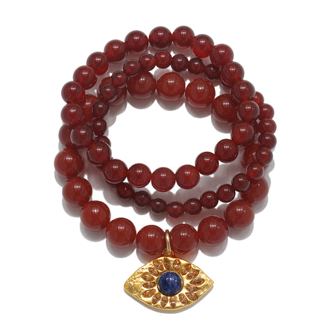 Carnelian Evil Eye Bracelet Set