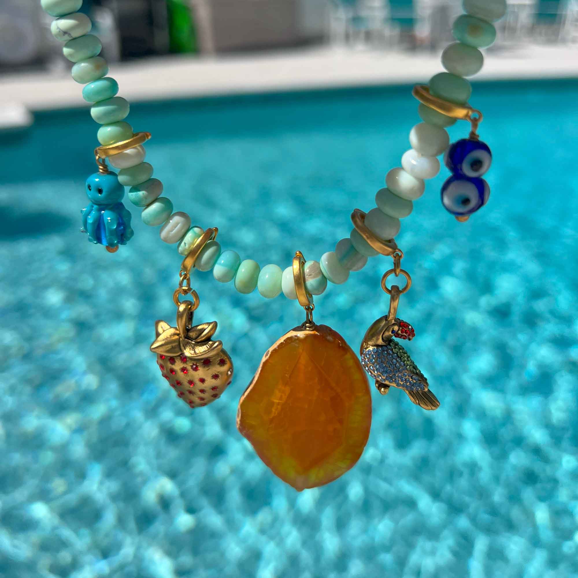 Jumbo Yellow Agate ClipOn Charm Sequin