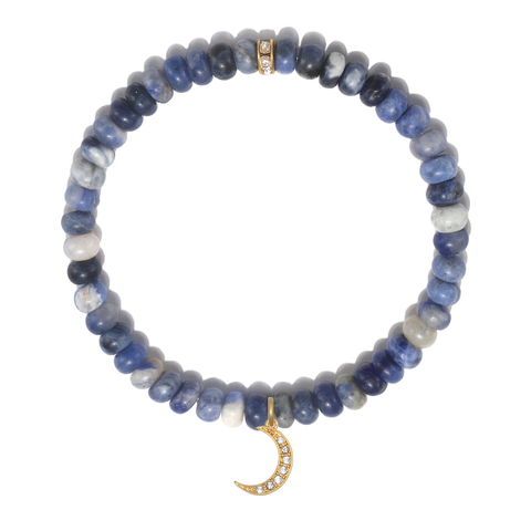 Mini Crescent Moon Sodalite Color Karma Bracelet