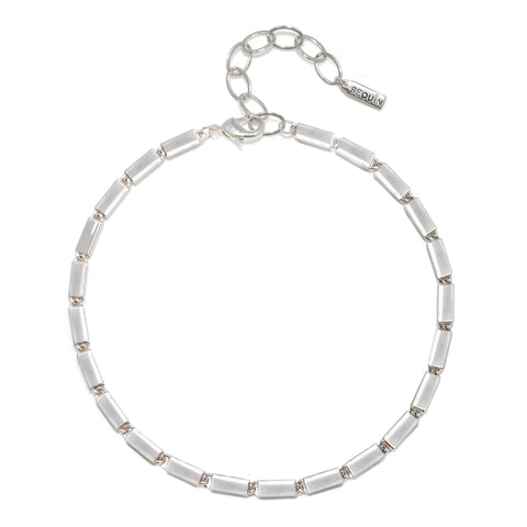 Amelia Block Link Necklace - Silver