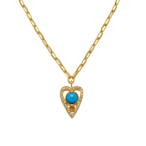 Turquoise Open Heart Pendant Necklace