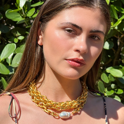 Cloud Nine Baroque Pearl Chain Choker Necklace