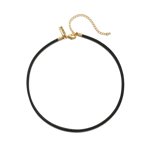 Leather Cord Choker Necklace- 14"