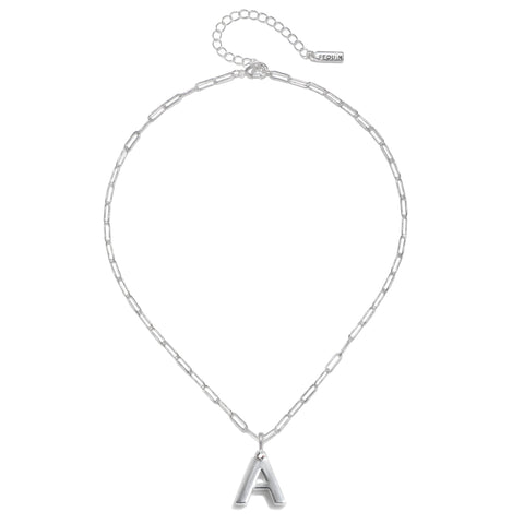 Poppy Initial Necklace- Silver