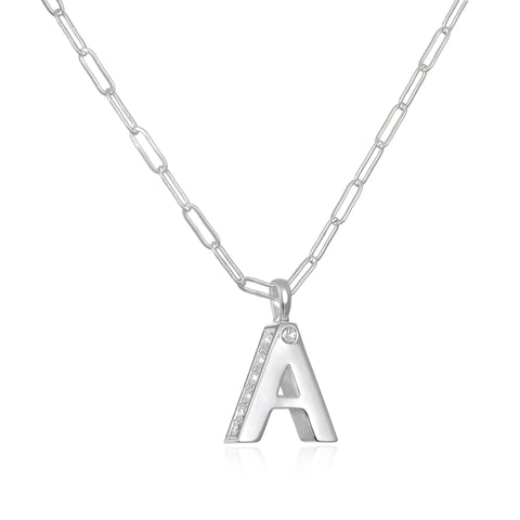 Poppy Initial Necklace- Silver