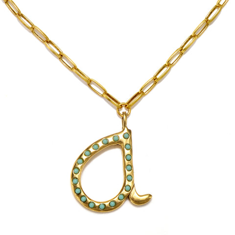 Zoey Turquoise Sculpted Initial Necklace