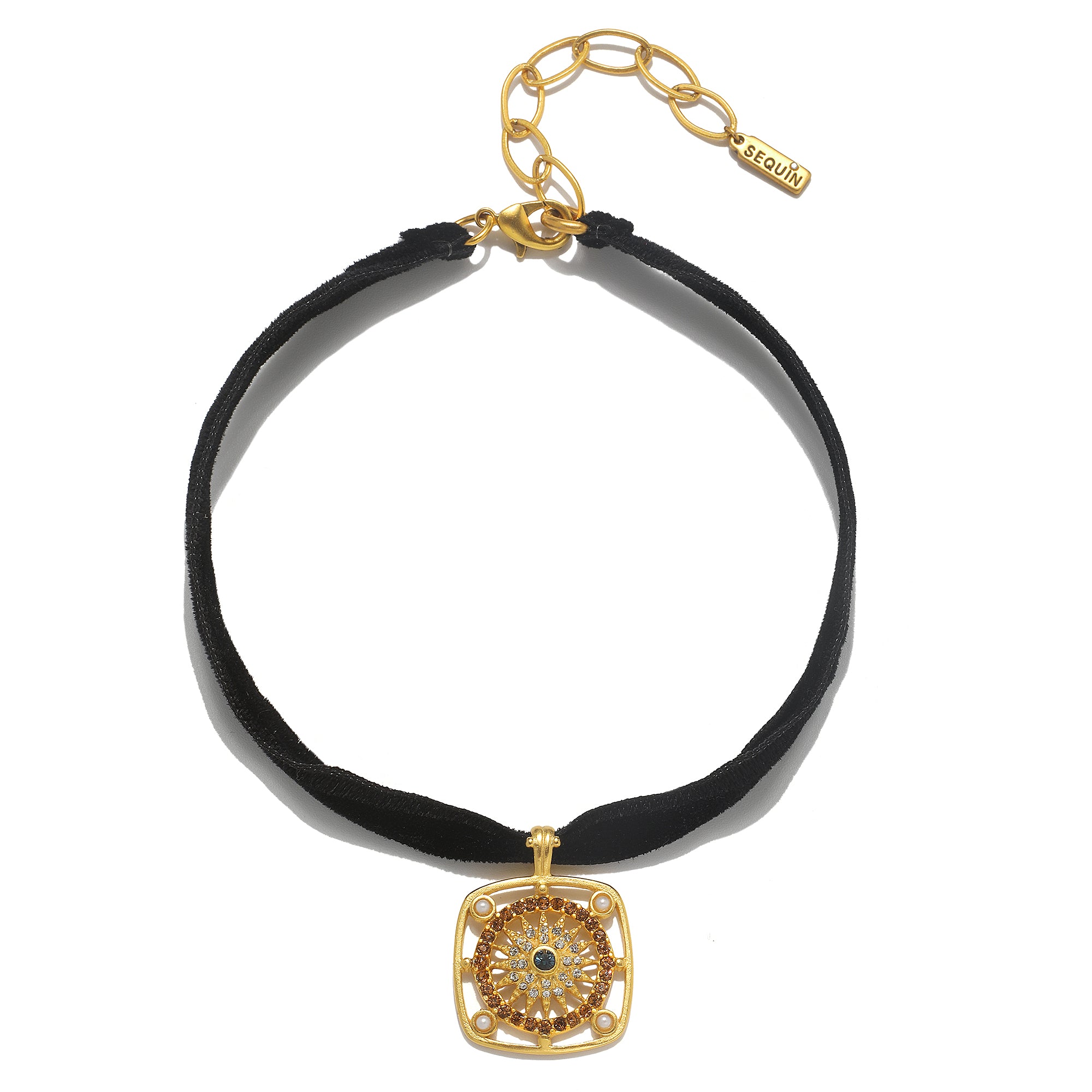 VIKI LYNN Collana Girocollo In Velluto Nero Con Pietra Di Luna Blu – Regolabile, Chiusura A Moschettone, Gioiello Elegante