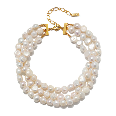 Mabelle 3-Strand Pearl Choker Necklace