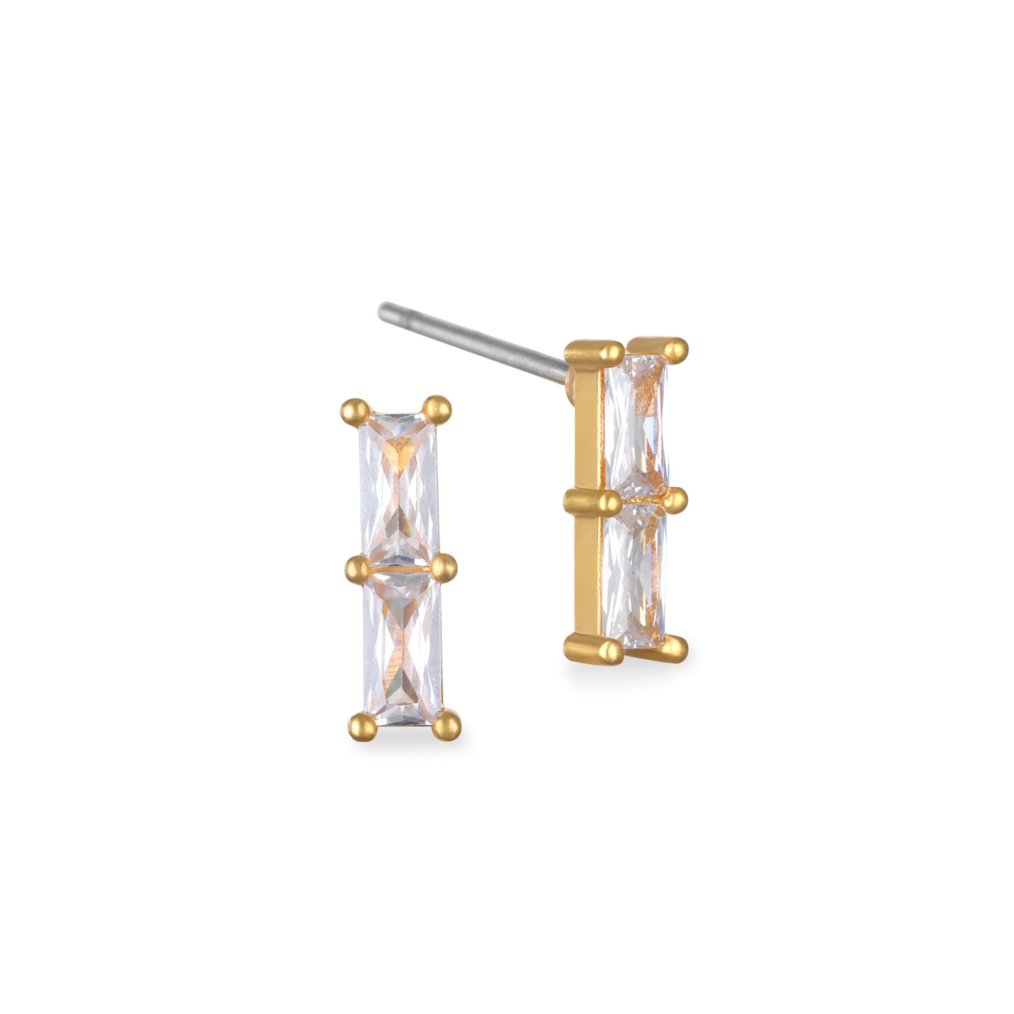 18kt Gold Plated Cubic Zirconia 3MM Round Stud Earrings | Claire's US