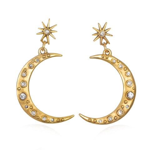 Crescent Moon Drop Earrings