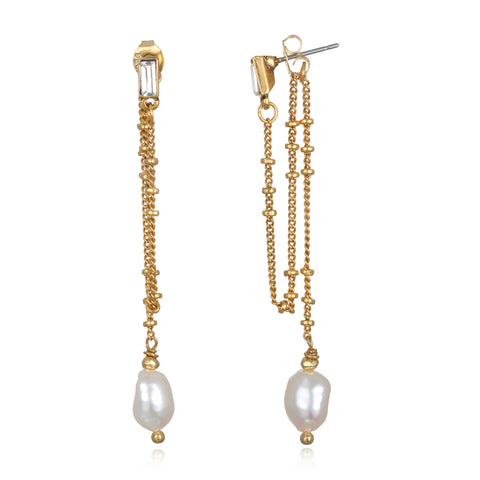 Delicate Dangle Pearl Earrings