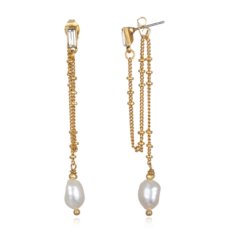 Delicate Dangle Pearl Earrings
