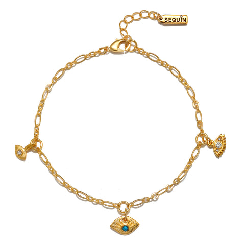 Evil Eye Trio Anklet