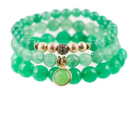 Green Color Karma Bracelet Set