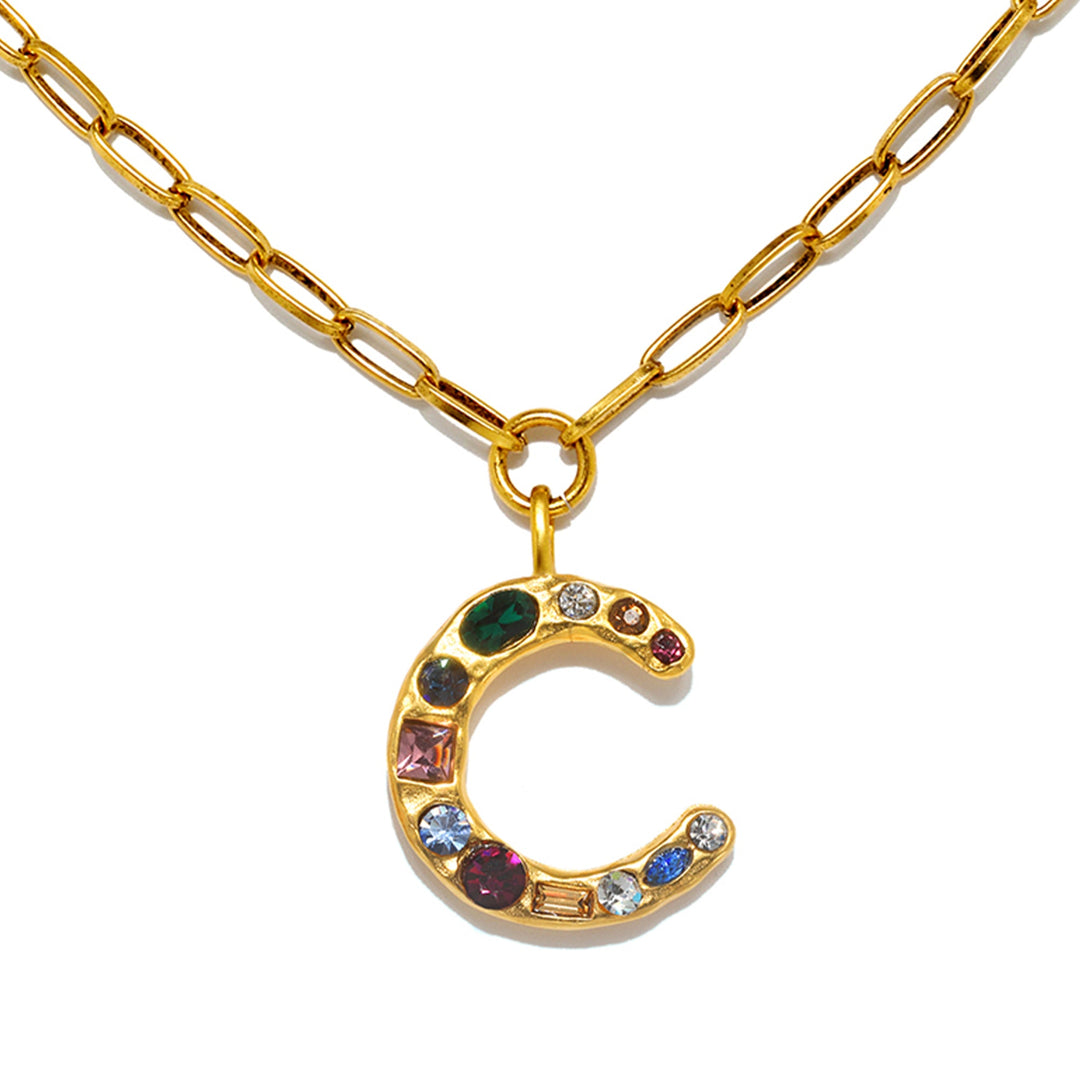 Emilie Gem Initial Necklace Sequin