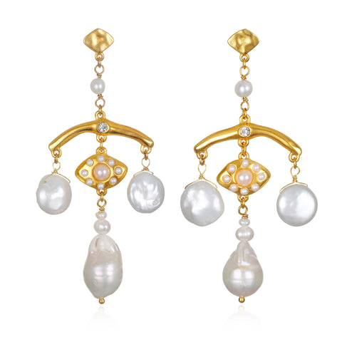 Venus Baroque Pearl Chandelier Earrings
