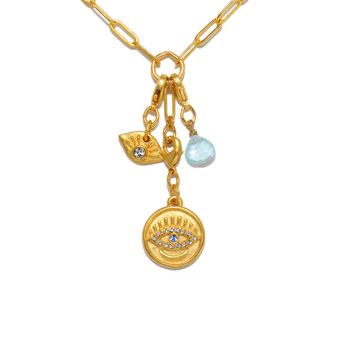 Myth and Magic Evil Eye Trio Charm Necklace