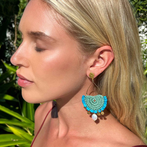 Rhodes Statement Earring-Turquoise