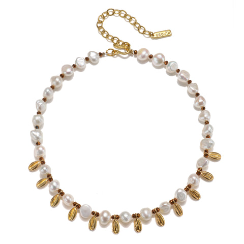 Serena Freshwater Pearl & Cowrie Necklace