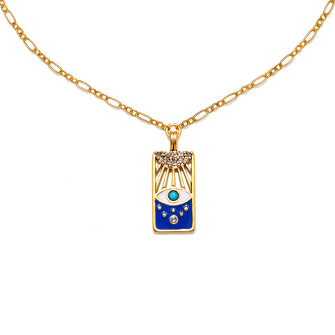Sunrise Evil Eye Enamel Talisman Necklace