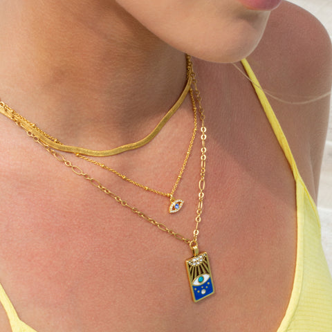Sunrise Evil Eye Enamel Talisman Necklace