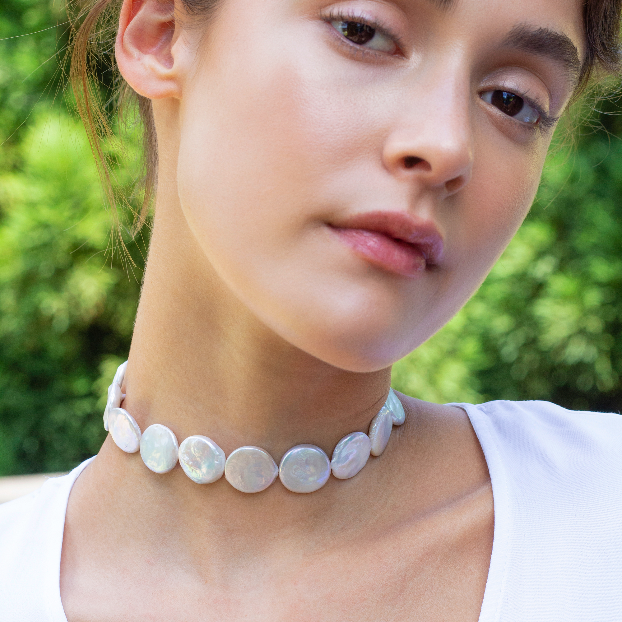 bout Hertog regel Tessa Coin Pearl Choker Necklace | Sequin