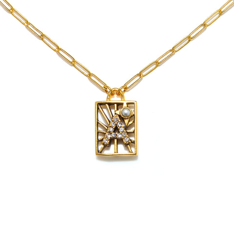 Sun Ray Initial Necklace
